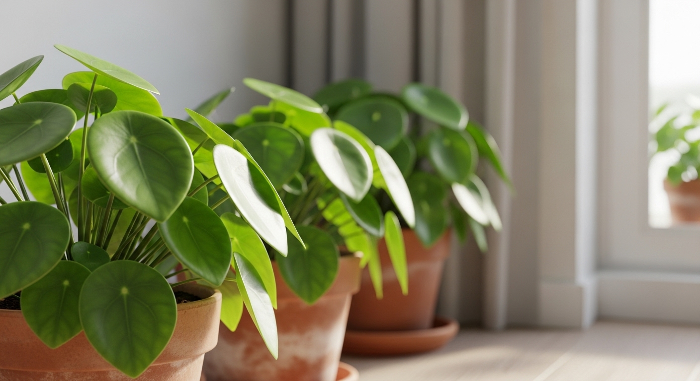 Cây xanh lá tròn rực rỡ trong chậu đất nung, đặt tinh tế tại góc phòng khách sáng sủa, tạo điểm nhấn phong thủy phòng khách hài hòa.