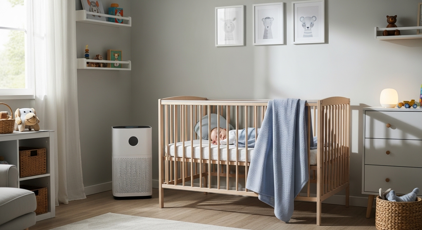 Máy lọc không khí thiết kế tối giản, hoạt động êm ái trong phòng ngủ trẻ em, giúp bé say giấc trong môi trường trong lành và khỏe mạnh. Máy lọc không khí thiết kế tối giản, hoạt động êm ái trong phòng ngủ trẻ em, giúp bé say giấc trong môi trường trong lành và khỏe mạnh.