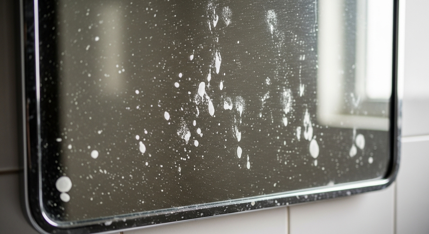 Gương phòng tắm bám đầy vết nước, kem đánh răng và bụi mờ. Tìm hiểu cách lau gương sạch sáng bóng.