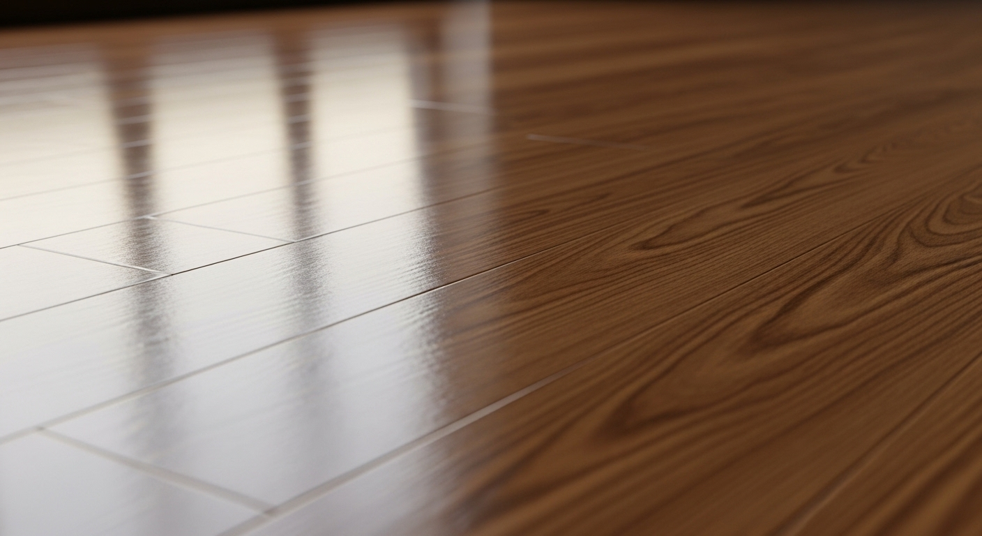 Sàn gỗ bóng loáng, sạch không tì vết, phản chiếu ánh sáng tự nhiên – thành quả của mẹo vặt dọn nhà ngày tết.