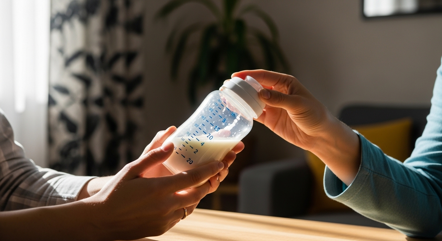 Bàn tay cha mẹ cẩn thận kiểm tra lọ thuốc hạ sốt trẻ em tại nhà, trong bối cảnh Mỹ thu hồi thuốc hạ sốt trẻ em.