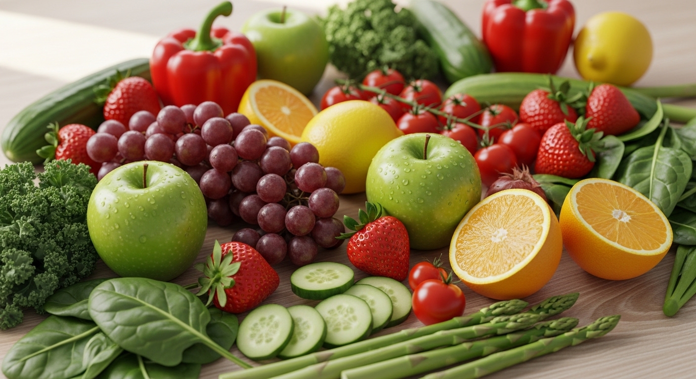 Mâm trái cây và rau củ tươi ngon, rực rỡ sắc màu bày biện đẹp mắt trên bàn gỗ. Bữa ăn lành mạnh này giúp giữ gìn sức khỏe trong kỳ nghỉ. Mâm trái cây và rau củ tươi ngon, rực rỡ sắc màu bày biện đẹp mắt trên bàn gỗ. Bữa ăn lành mạnh này giúp giữ gìn sức khỏe trong kỳ nghỉ.