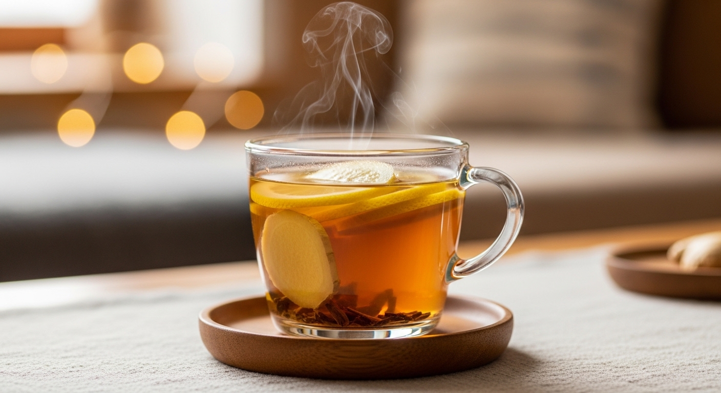 Việc trà gừng chanh ấm nóng liên kết trực tiếp với lợi ích sức khỏe trong mùa đông là một sự kết nối logic và tự nhiên, không gây cảm giác nhồi nhét từ khóa.