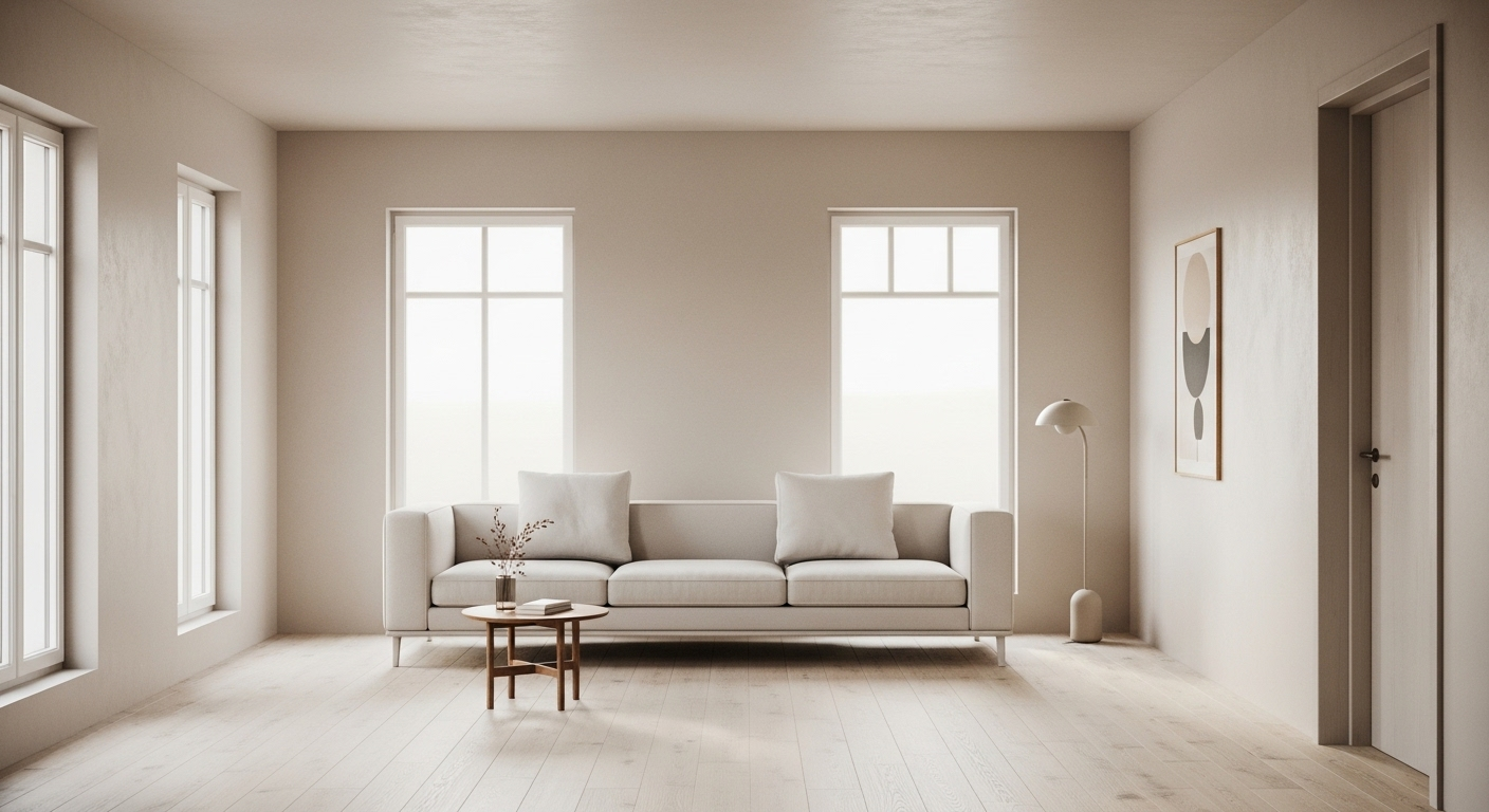 Phòng khách tối giản rộng rãi với sofa trắng, bàn trà gỗ, tường be nhạt và nhiều ánh sáng tự nhiên. Ý tưởng trang trí phòng khách tối giản mang lại không gian thoáng đãng và thanh lịch. Phòng khách tối giản rộng rãi với sofa trắng, bàn trà gỗ, tường be nhạt và nhiều ánh sáng tự nhiên. Ý tưởng trang trí phòng khách tối giản mang lại không gian thoáng đãng và thanh lịch.