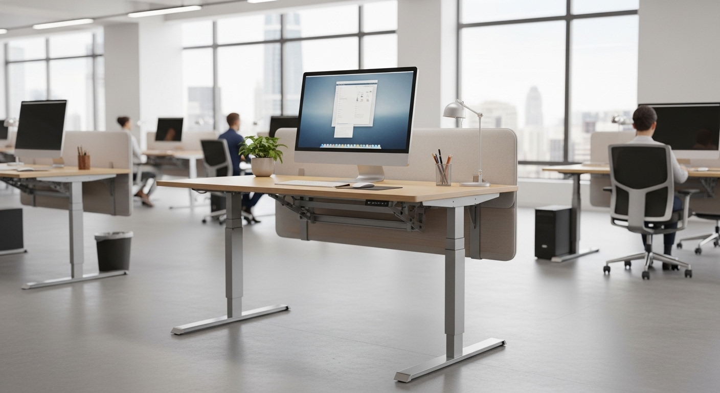 Chai nước thủy tinh chanh tươi và bát trái cây trên bàn làm việc, hình ảnh bảo vệ sức khỏe dân văn phòng hiệu quả.