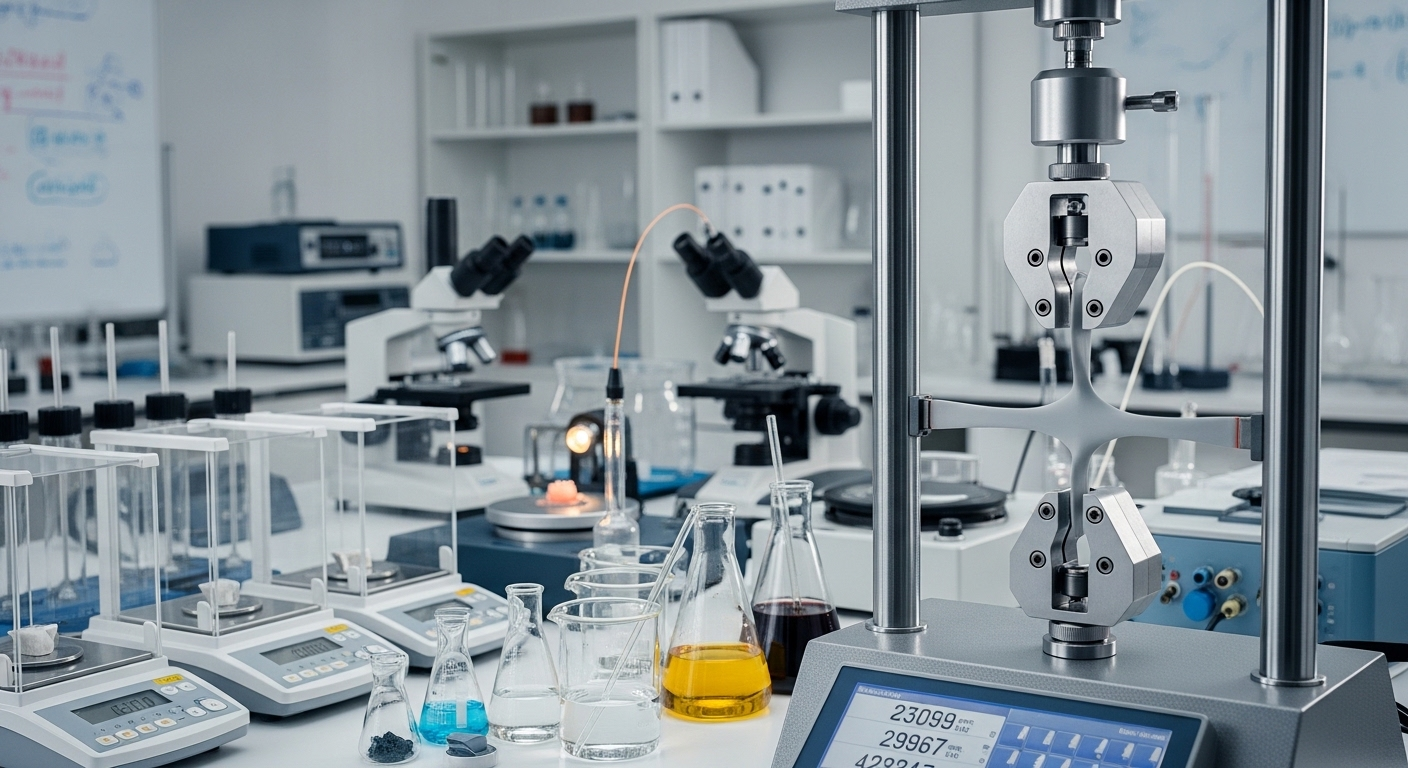 Máy kiểm tra độ bền kéo trong phòng thí nghiệm vật liệu hiện đại, kiểm tra độ bền của mẫu vật liệu linh hoạt, góp phần đảm bảo an toàn và phòng tránh nguy cơ túi ngực vỡ.