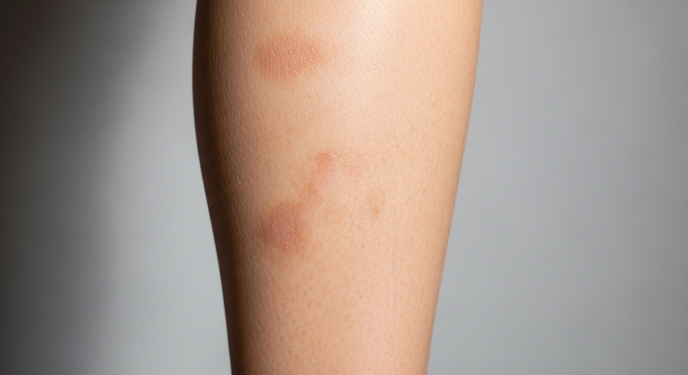 Cẳng chân người lớn có vùng da sạm nâu, khô và bong tróc vảy, dấu hiệu thường gặp khi tìm hiểu nguyên nhân gây suy tĩnh mạch mạn tính.