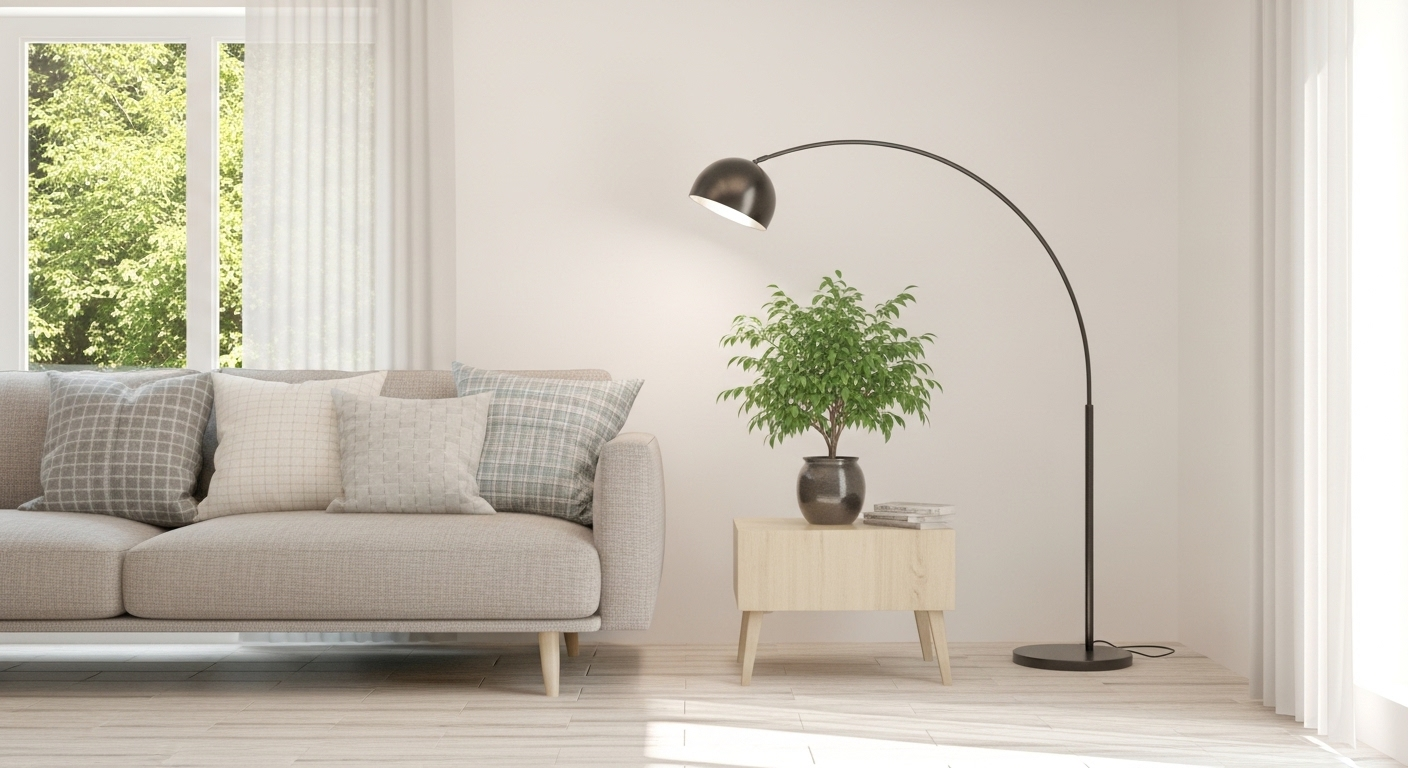 Một không gian trang trí phòng khách nhỏ đẹp đơn giản theo phong cách Scandinavia. Căn phòng sáng sủa với tường trắng, sàn gỗ, ghế sofa vải trung tính cùng gối tựa, cây xanh nhỏ trên bàn gỗ và đèn sàn tối giản. Một không gian trang trí phòng khách nhỏ đẹp đơn giản theo phong cách Scandinavia. Căn phòng sáng sủa với tường trắng, sàn gỗ, ghế sofa vải trung tính cùng gối tựa, cây xanh nhỏ trên bàn gỗ và đèn sàn tối giản.