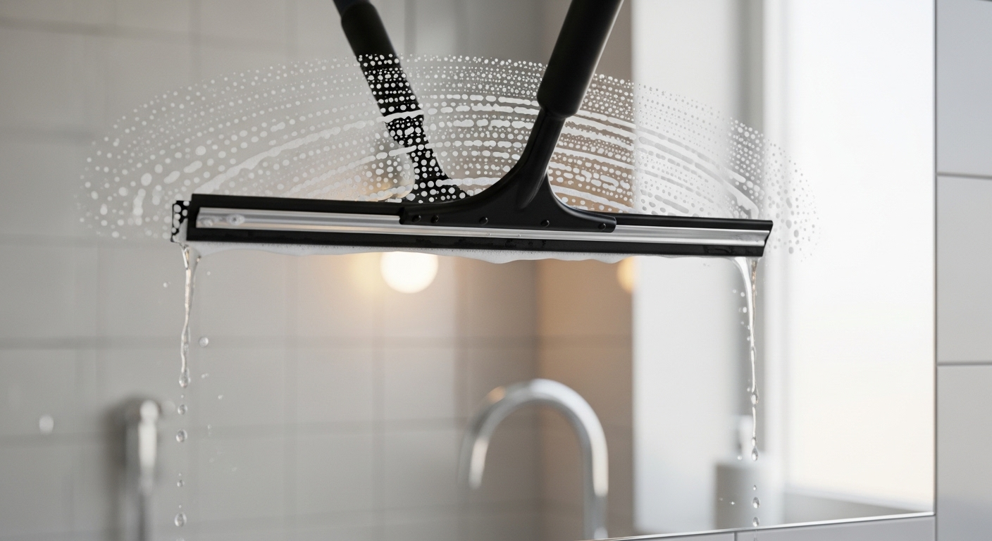 chổi gạt nước đang tạo vệt trong veo, không tì vết trên bề mặt gương ướt.