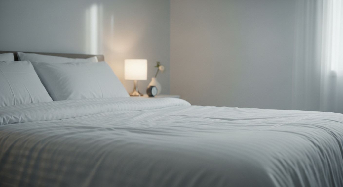 Phòng ngủ tối giản, gọn gàng với giường trắng tinh tươm và ánh sáng tự nhiên dịu nhẹ, là minh chứng cho các mẹo dọn dẹp nhà cửa nhanh chóng hiệu quả.