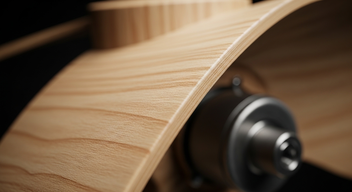 Cận cảnh cánh quạt gỗ bóng loáng, thiết kế khí động học tinh xảo. Đây là yếu tố quan trọng khi cân nhắc nên mua quạt bao nhiêu cánh để tối ưu luồng gió hiệu quả.