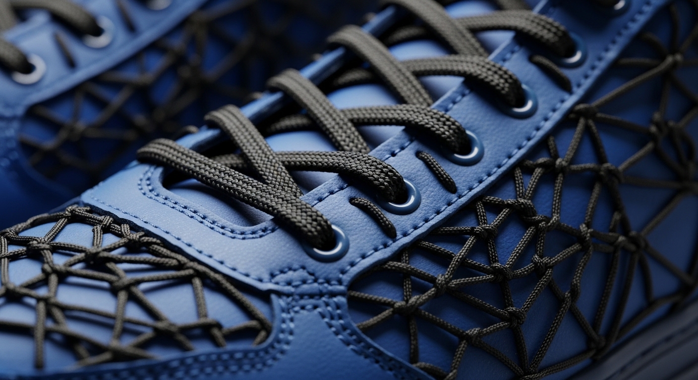 Giày sneaker xám cổ cao với kiểu buộc dây giày thể thao thang độc đáo, dùng dây vàng dày.