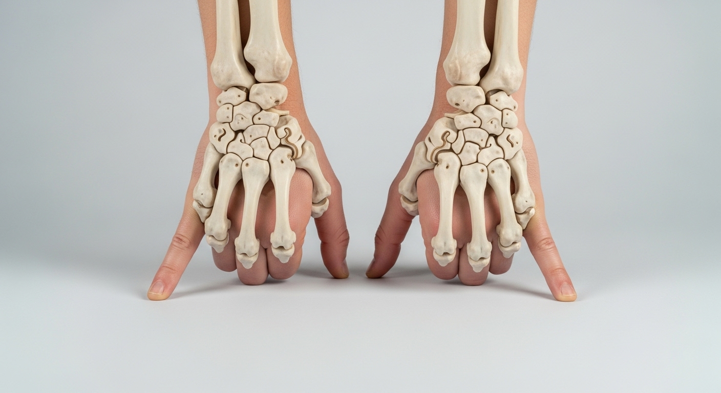 Cận cảnh hai bàn tay thực hiện nghiệm pháp Phalen, lưng bàn tay ép sát và cổ tay gập tối đa, minh họa cách kiểm tra chẩn đoán hội chứng ống cổ tay.