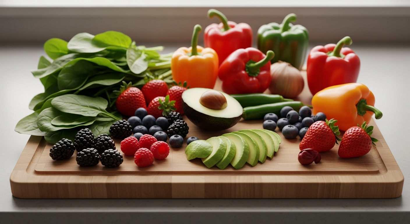 chuẩn bị bữa ăn lành mạnh từ nguyên liệu tươi sống.