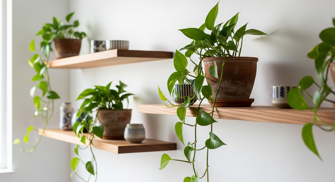 Phòng khách ấm cúng với tường gallery màu xanh lam dịu, trưng bày bộ sưu tập tranh nghệ thuật và ảnh phong cảnh đen trắng, minh họa cách trang trí nhà hiện đại, tinh tế dưới ánh sáng tự nhiên.