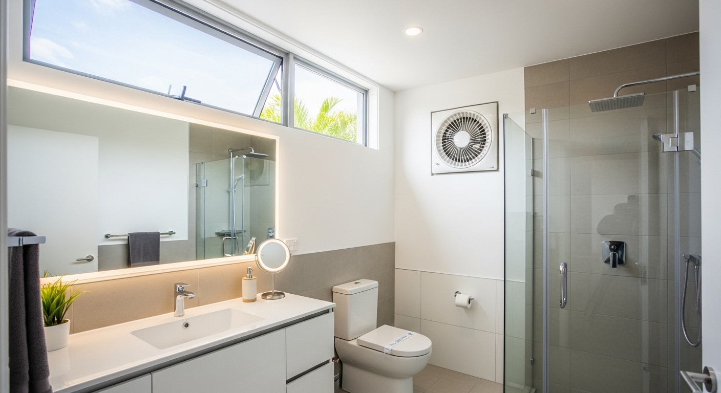 Cách làm sạch gương nhà tắm hiệu quả giúp gương luôn sáng bóng, khô ráo trong phòng tắm hiện đại, thông thoáng với ánh sáng tự nhiên.