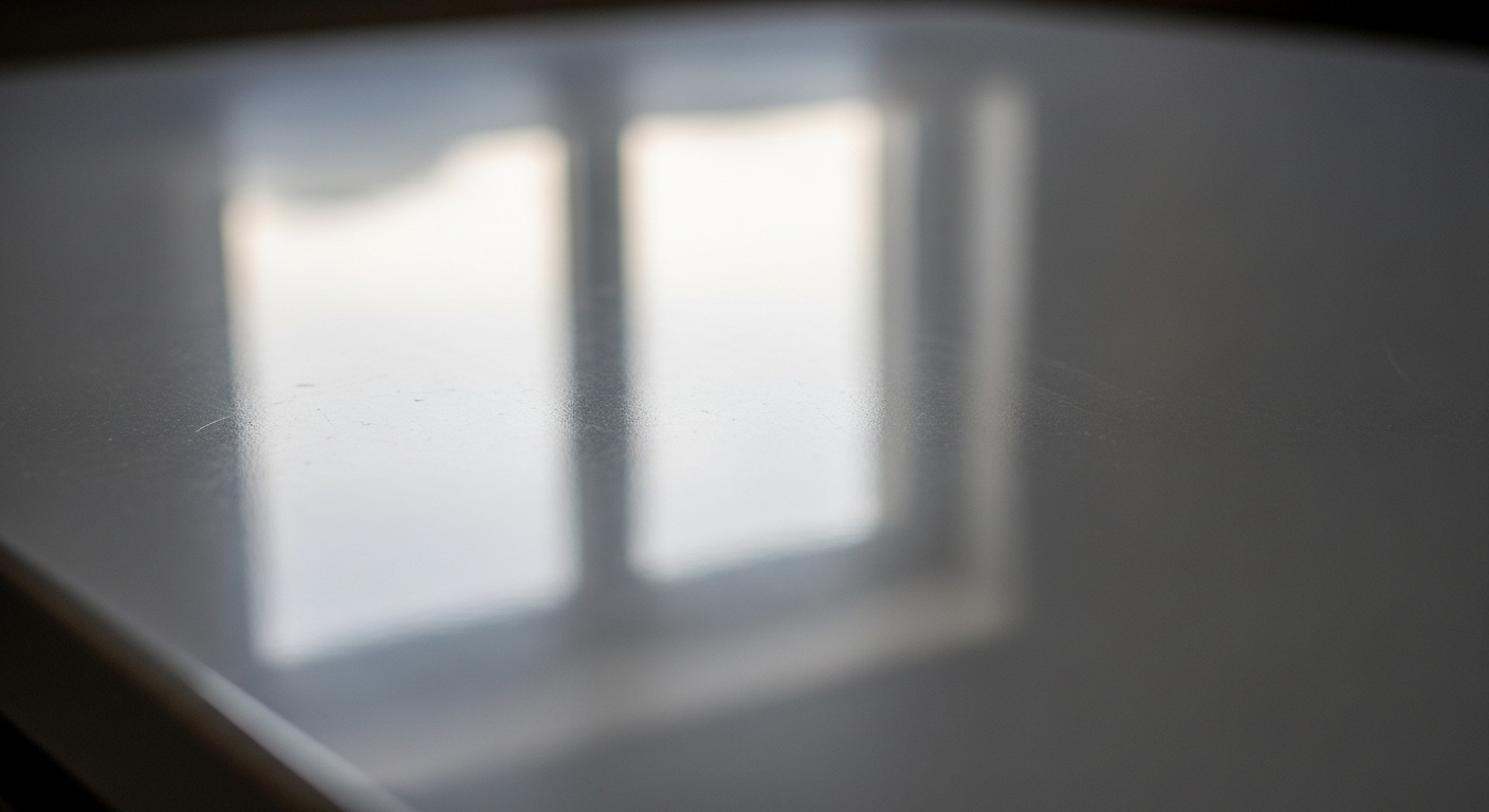 Bề mặt nhựa nhẵn mịn, sáng bóng loáng, không còn bất kỳ vết mực hay dấu vết nào, thể hiện hiệu quả của cách tẩy mực bút lông dầu.