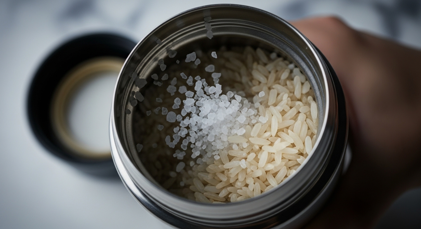 Bên trong bình giữ nhiệt đang mở, những lát chanh vàng tươi ngâm trong nước nóng bốc hơi – một mẹo làm sạch mùi hôi bình giữ nhiệt tự nhiên và hiệu quả.