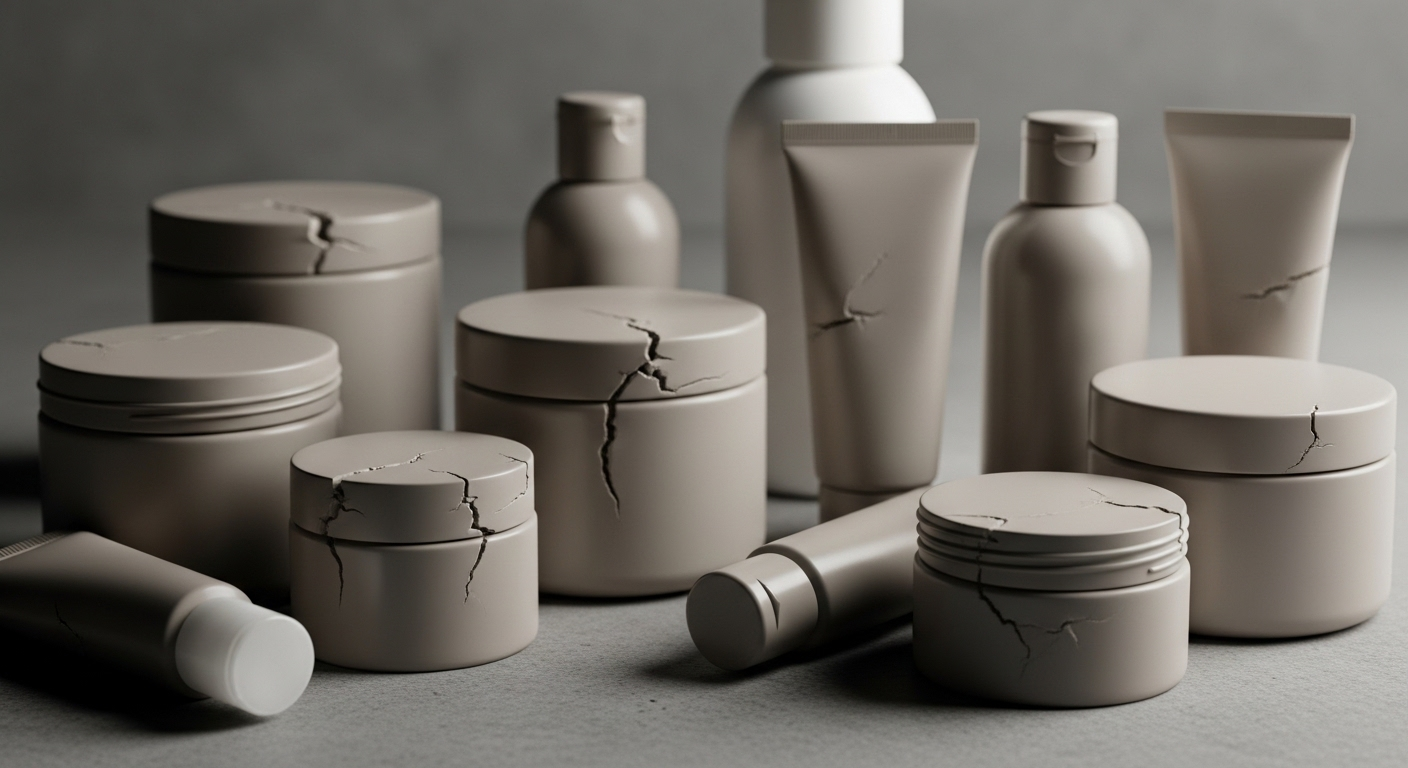 Tập hợp các chai lọ nước rửa tay không nhãn mác, bao bì bị móp méo trên bề mặt phẳng, sẵn sàng cho quy trình thu hồi nước rửa tay.