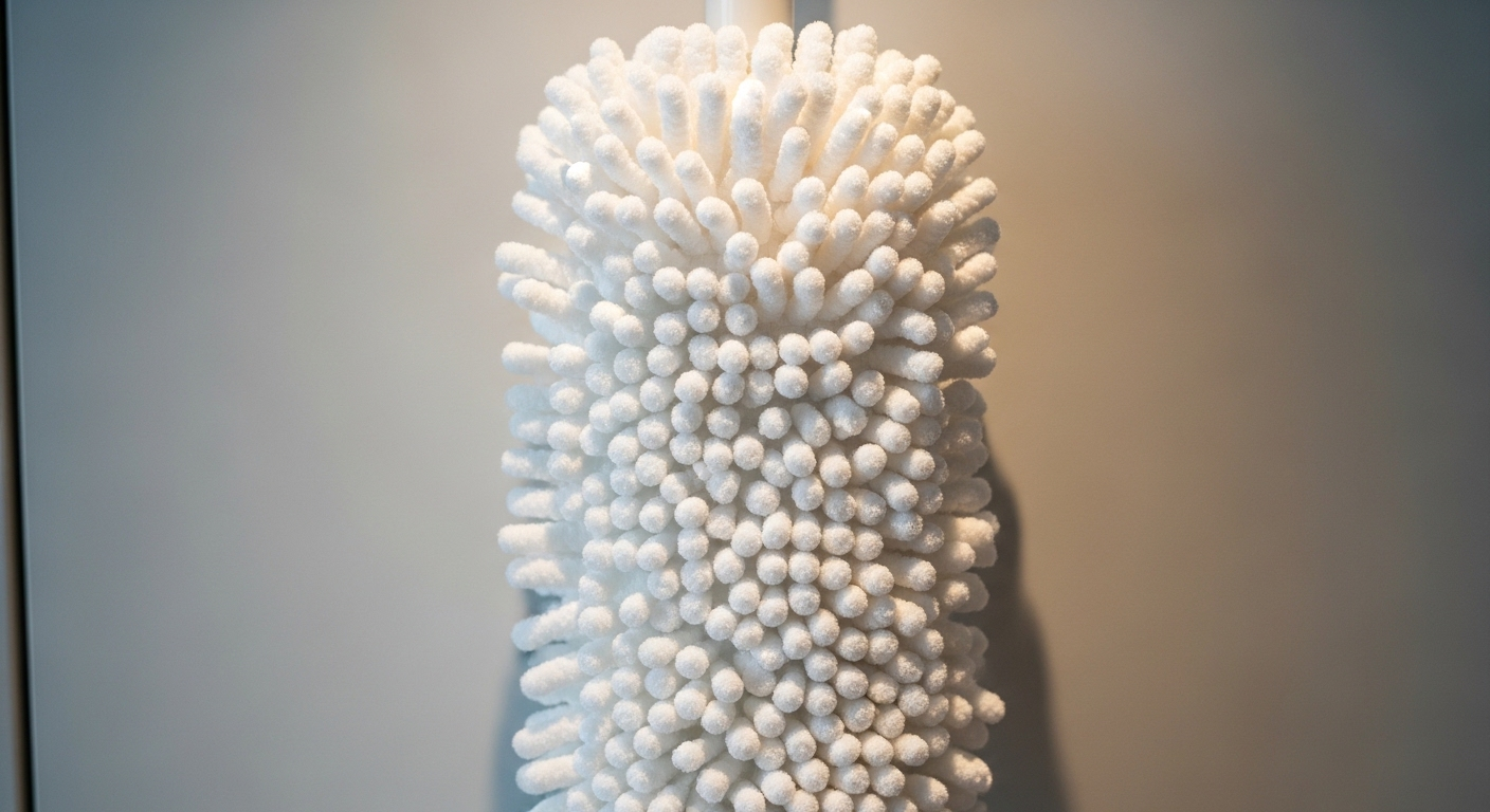 Đầu cây lau nhà microfiber trắng tinh, mới toanh. Tham khảo cách làm sạch cây lau nhà để giữ luôn sáng bóng.