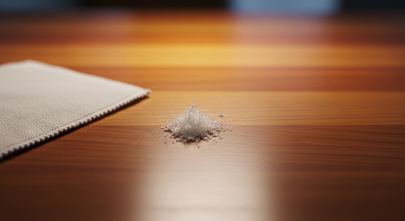 Bề mặt gỗ tông ấm mịn màng, sạch bóng sau khi áp dụng thành công cách tẩy sơn PU trên gỗ. Cạnh đó là khăn lau với cặn sơn PU đã loại bỏ. Bề mặt gỗ tông ấm mịn màng, sạch bóng sau khi áp dụng thành công cách tẩy sơn PU trên gỗ. Cạnh đó là khăn lau với cặn sơn PU đã loại bỏ.