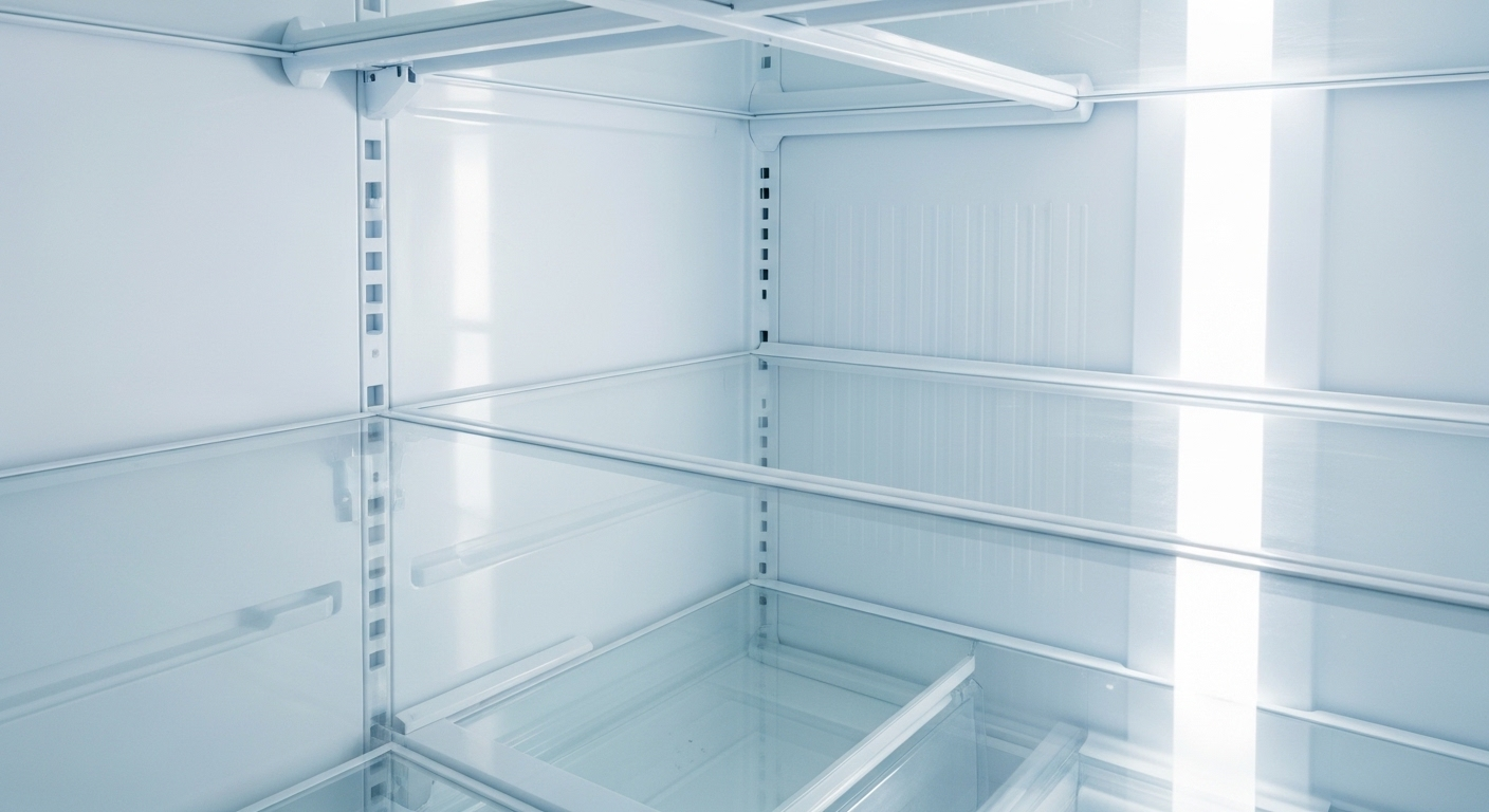 Cửa tủ lạnh được sắp xếp gọn gàng với các chai gia vị, lọ mứt và nước sốt trên kệ trong suốt, cho thấy cách sắp xếp thực phẩm trong tủ lạnh hiệu quả.