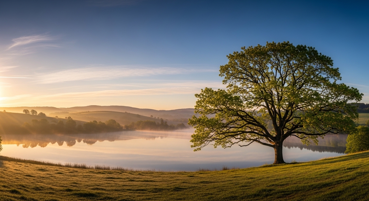 Bình minh vàng óng trên cảnh đồi thoai thoải và mặt nước tĩnh lặng, với một cây khỏe mạnh vươn cao biểu trưng cho sức sống bền bỉ. Khung cảnh thanh bình này gợi nhắc về tầm quan trọng của một lối sống lành mạnh để duy trì sức khỏe tổng thể, giúp phòng ngừa các bệnh như viêm gan do rượu. Bình minh vàng óng trên cảnh đồi thoai thoải và mặt nước tĩnh lặng, với một cây khỏe mạnh vươn cao biểu trưng cho sức sống bền bỉ. Khung cảnh thanh bình này gợi nhắc về tầm quan trọng của một lối sống lành mạnh để duy trì sức khỏe tổng thể, giúp phòng ngừa các bệnh như viêm gan do rượu.