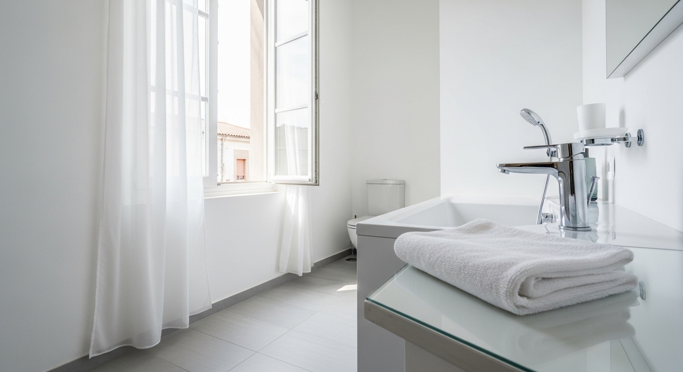 Phòng tắm hiện đại sạch tinh tươm, ngập tràn ánh sáng tự nhiên, với khăn lau microfiber sạch sẽ. Khăn này rất hữu ích cho cách làm sạch bồn cầu bị ố vàng và duy trì không gian luôn sáng bóng. Phòng tắm hiện đại sạch tinh tươm, ngập tràn ánh sáng tự nhiên, với khăn lau microfiber sạch sẽ. Khăn này rất hữu ích cho cách làm sạch bồn cầu bị ố vàng và duy trì không gian luôn sáng bóng.