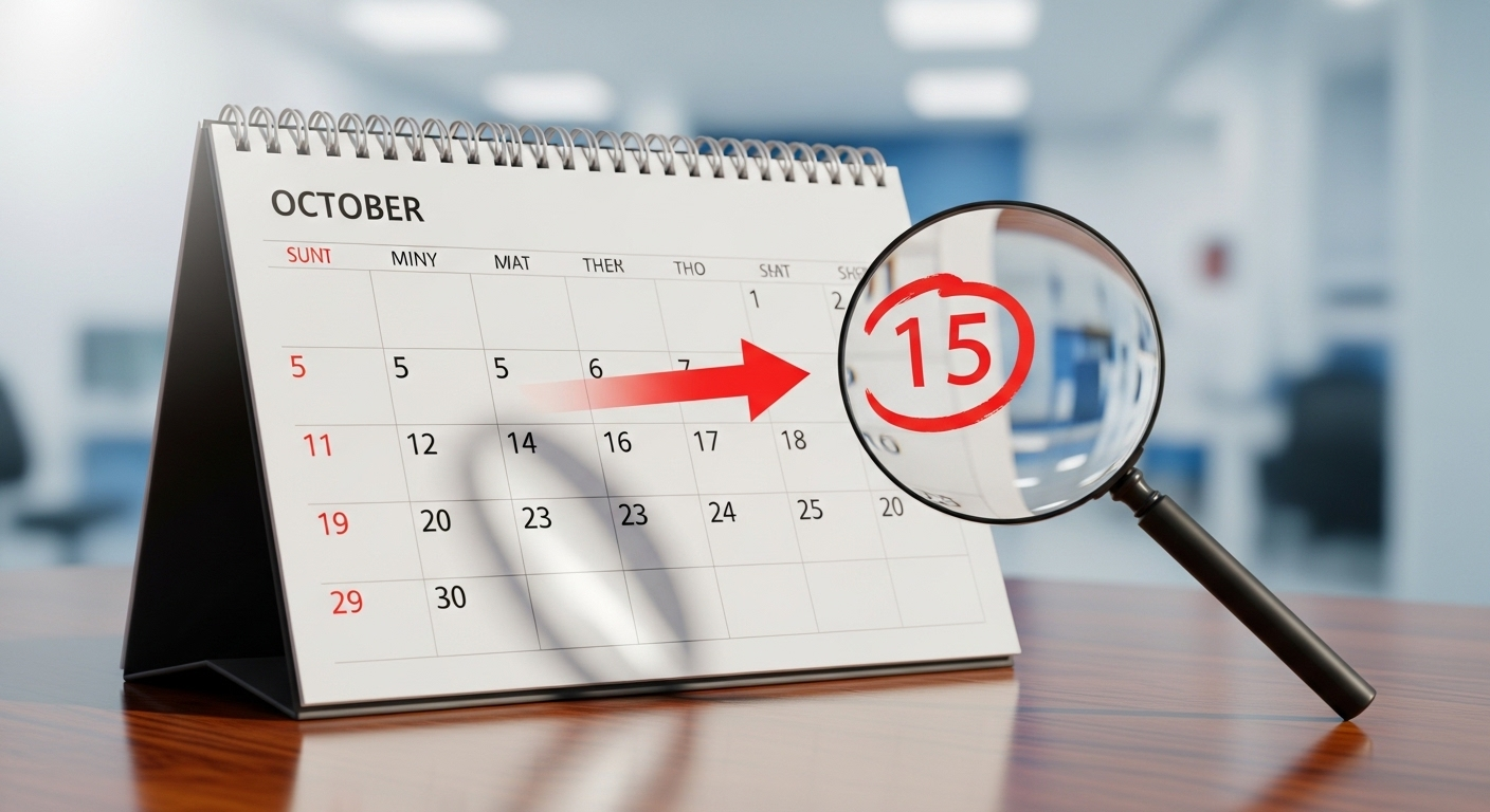 Lịch trắng với ngày khoanh đỏ và kính lúp, nhấn mạnh tầm quan trọng của khám định kỳ và phát hiện sớm. Đây là bước cần thiết để đánh giá các nguy cơ như Mãn kinh sớm có làm tăng nguy cơ ung thư vú.