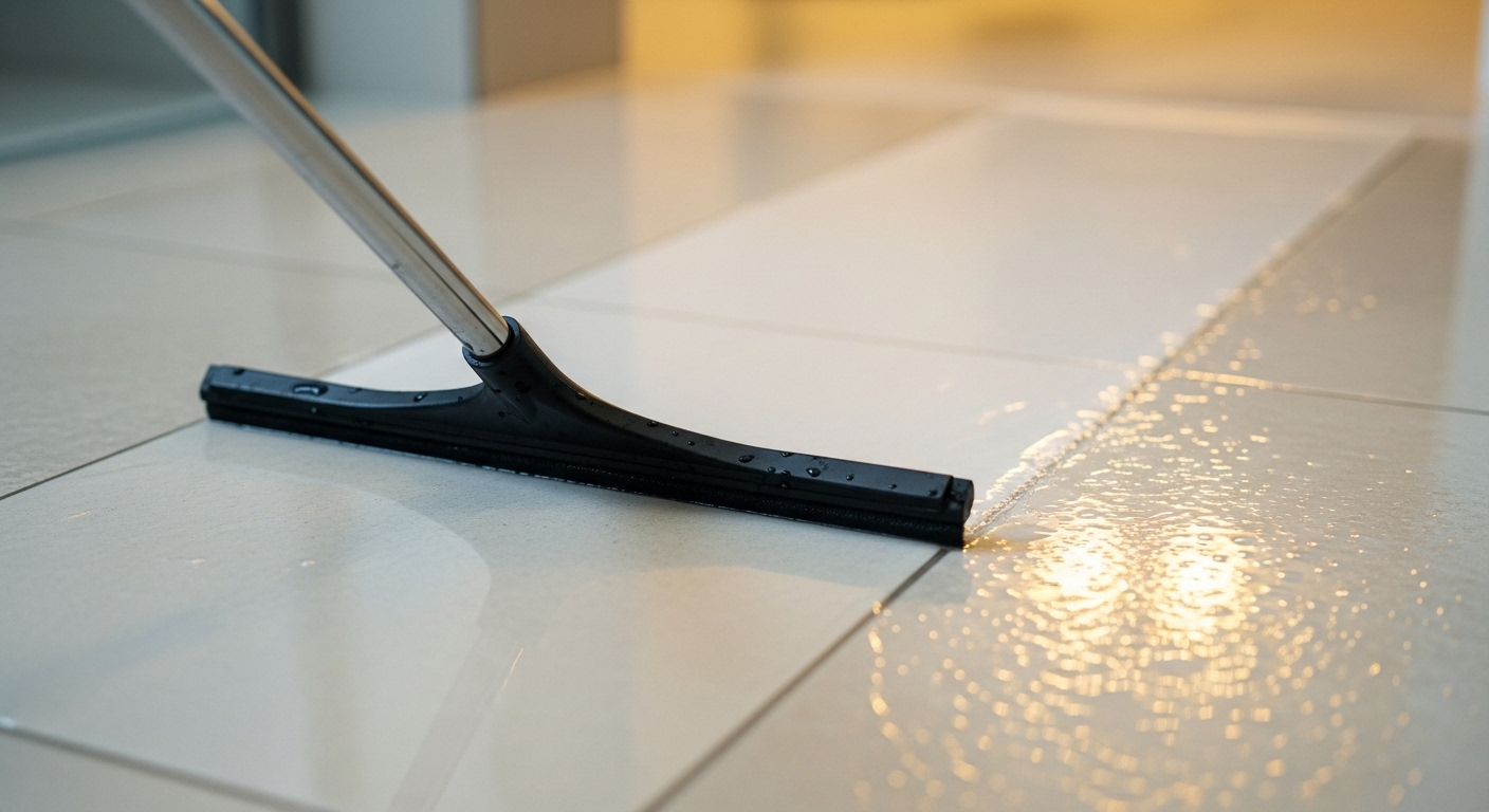 Cây gạt nước đẩy sạch nước trên sàn nhà vệ sinh màu sáng, để lại bề mặt khô ráo, sáng bóng. Việc vệ sinh thường xuyên này giúp duy trì sàn sạch và ngăn ngừa vết ố. Tham khảo thêm cách tẩy sàn nhà vệ sinh bị ố vàng hiệu quả. Cây gạt nước đẩy sạch nước trên sàn nhà vệ sinh màu sáng, để lại bề mặt khô ráo, sáng bóng. Việc vệ sinh thường xuyên này giúp duy trì sàn sạch và ngăn ngừa vết ố. Tham khảo thêm cách tẩy sàn nhà vệ sinh bị ố vàng hiệu quả.