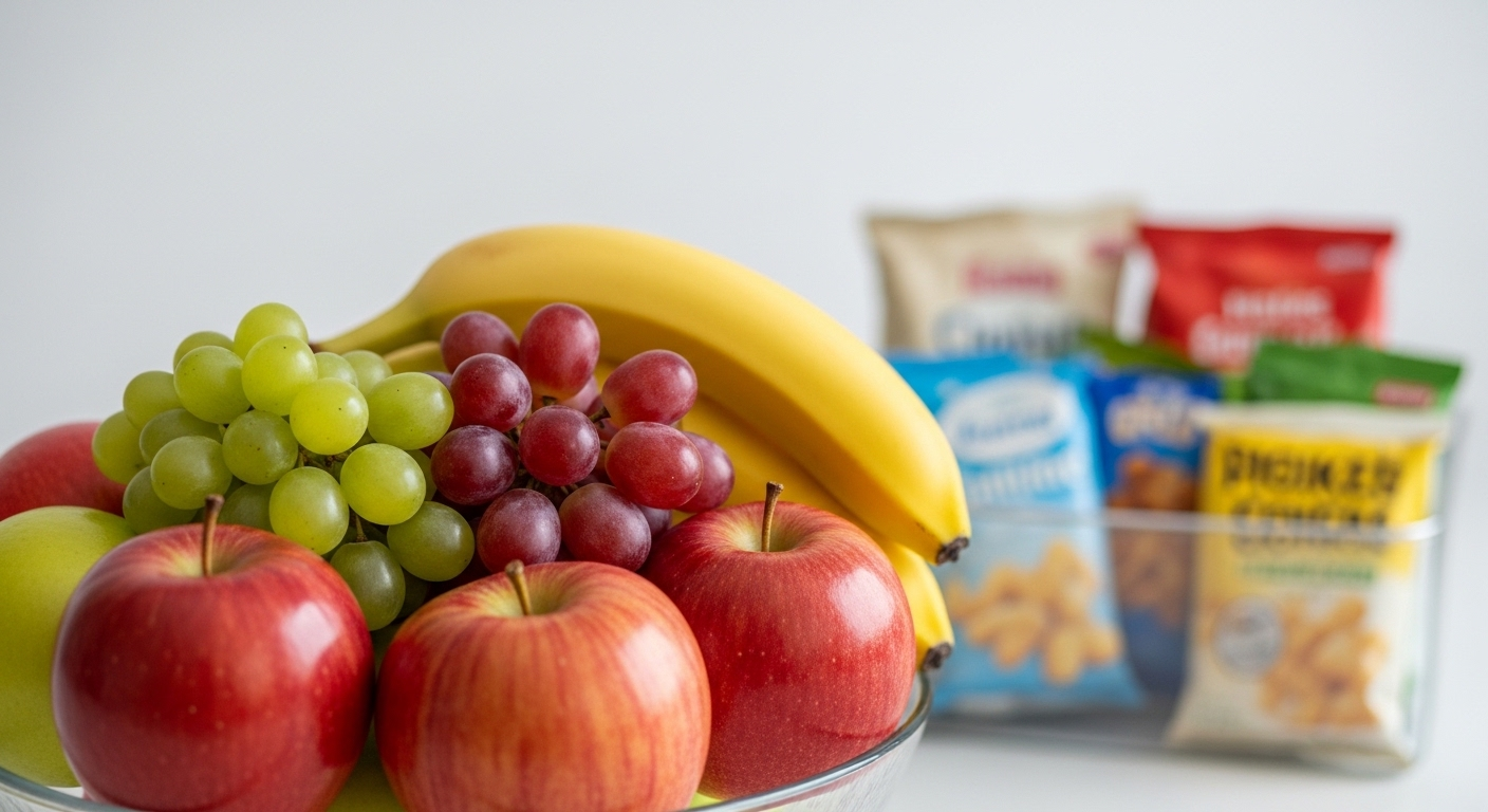 chọn thực phẩm tự nhiên thay vì đồ ăn vặt.