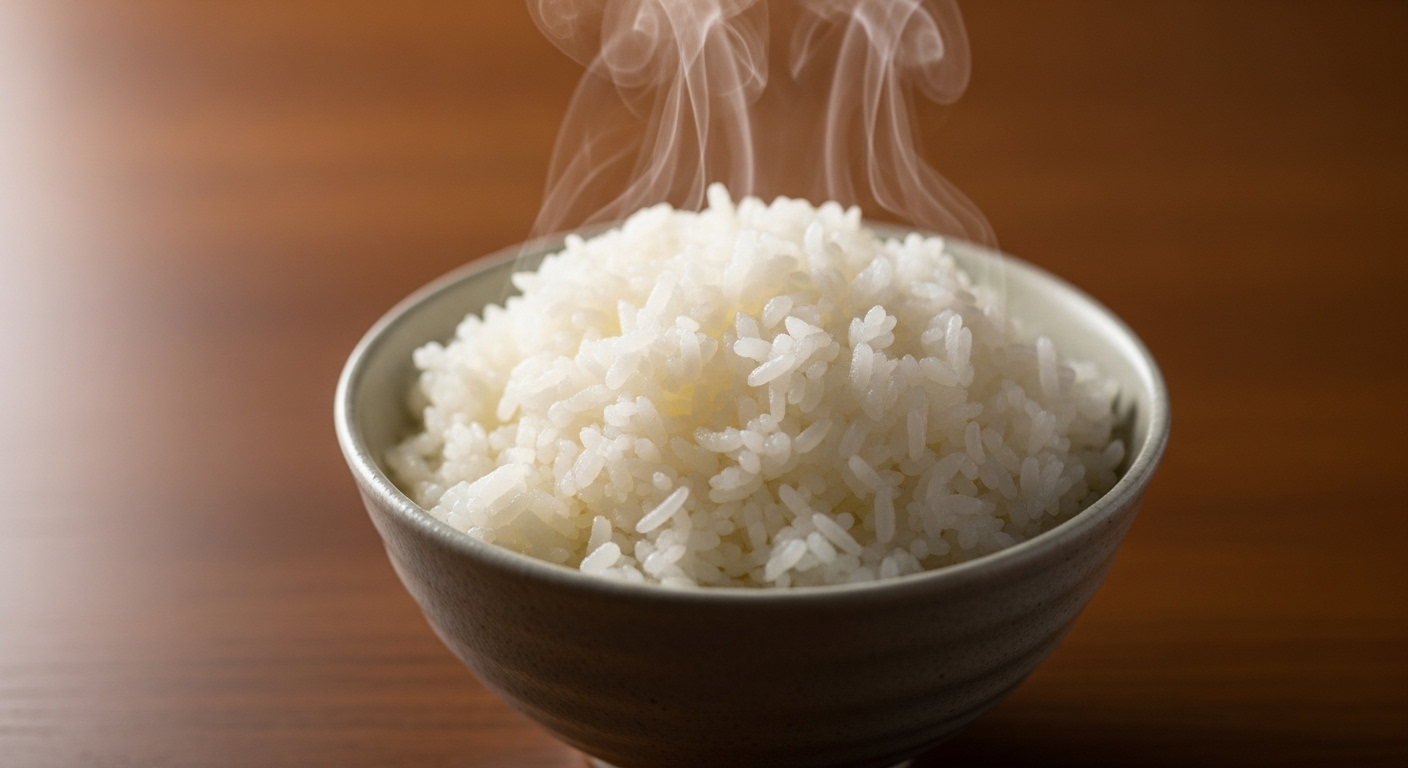Bát cơm trắng dẻo tơi, hạt rời rõ ràng, đang bốc hơi nghi ngút trên bàn gỗ. Đây là thành quả của mẹo vặt nấu ăn để có bữa cơm ngon.