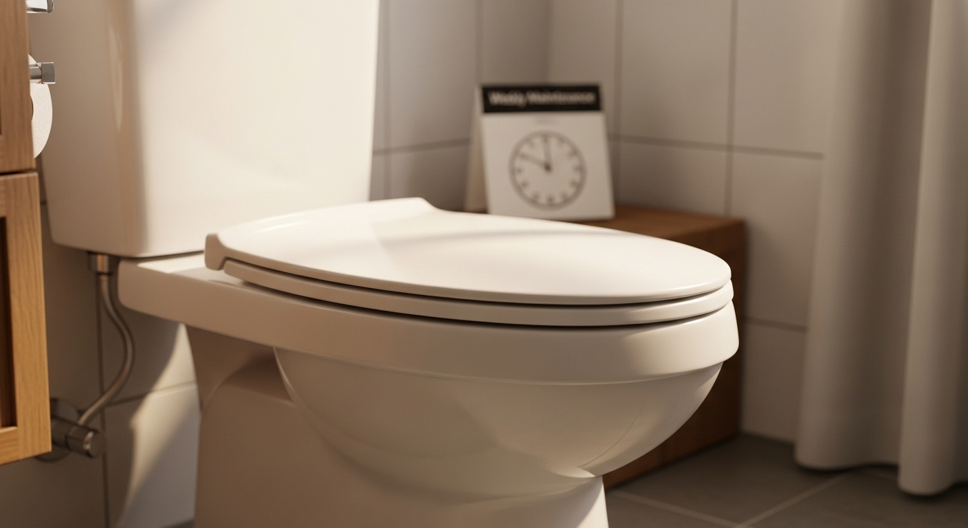 Bồn cầu trắng tinh, sạch sẽ trong phòng tắm hiện đại, thể hiện sự chăm sóc kỹ lưỡng. Một phần của việc duy trì vệ sinh là biết cách thông bồn cầu bằng muối hiệu quả để luôn giữ bồn cầu thông thoáng và sạch đẹp.